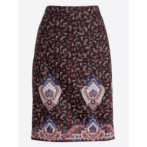 J. Crew Printed pencil skirt in sateen dot Size‎ 2 Paisley Red Currant Gray